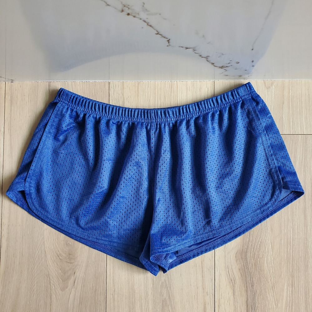 Soffe Mesh Shorts Womens XL Blue Low Rise Elastic Waist Cheer Running Gym 90s